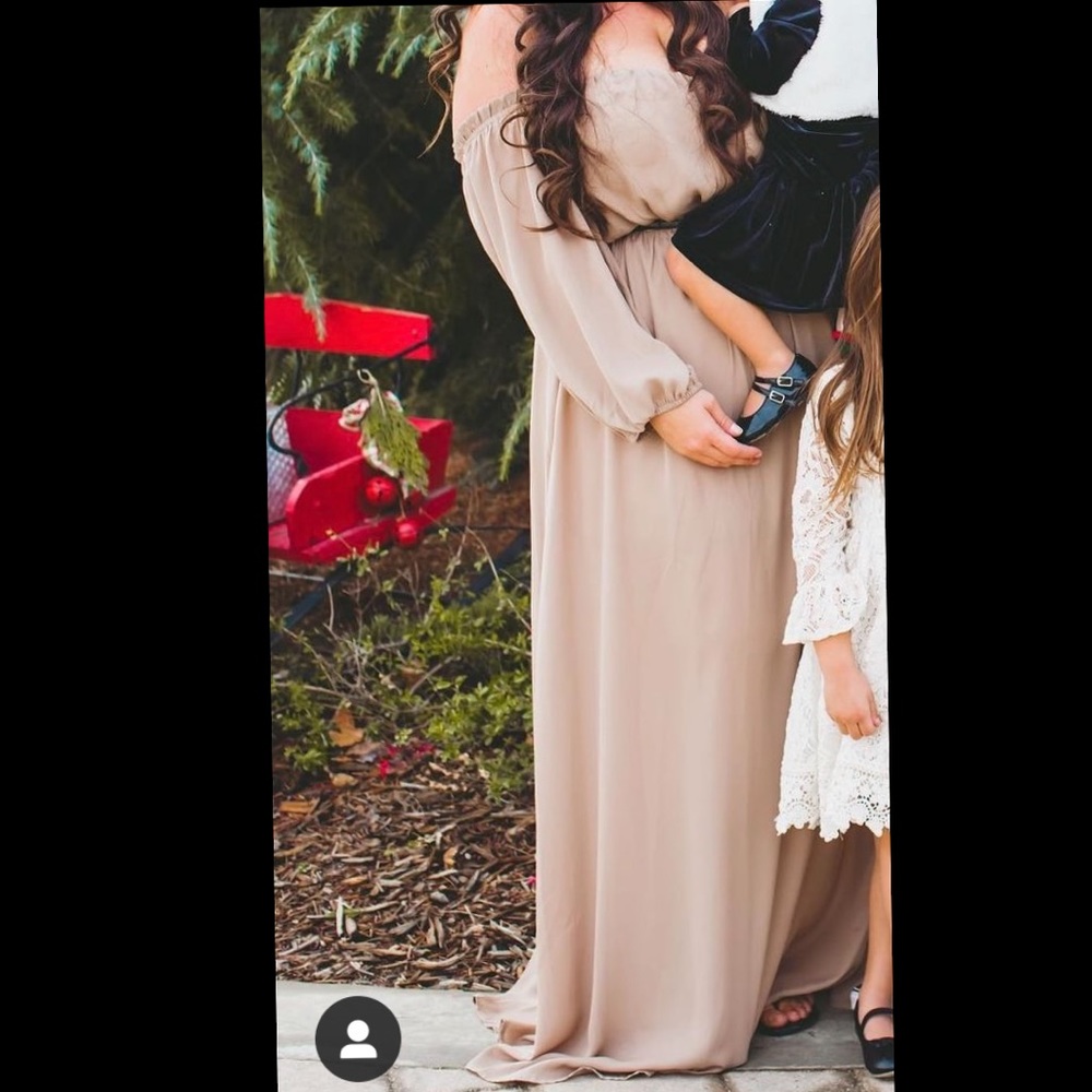 Off shoulder floor length dress